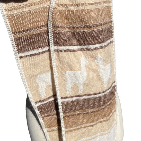 ALPACA CONNECTION Scarf Peru Alpaca Blend Fringe Neutral Western Tan Boho - Picture 5 of 13